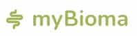 Logo mit einem stilisierten grünen Symbol, das einem Darm ähnelt, gefolgt von dem Text myBioma in hellgrüner Schrift auf weißem Hintergrund.
